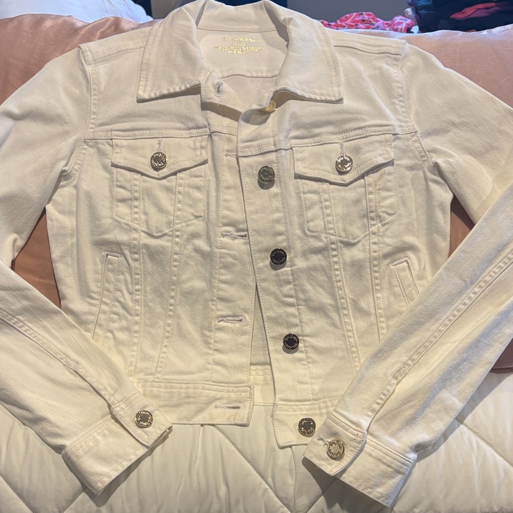 Lilly Pulitzer Cropped White Denim Jacket